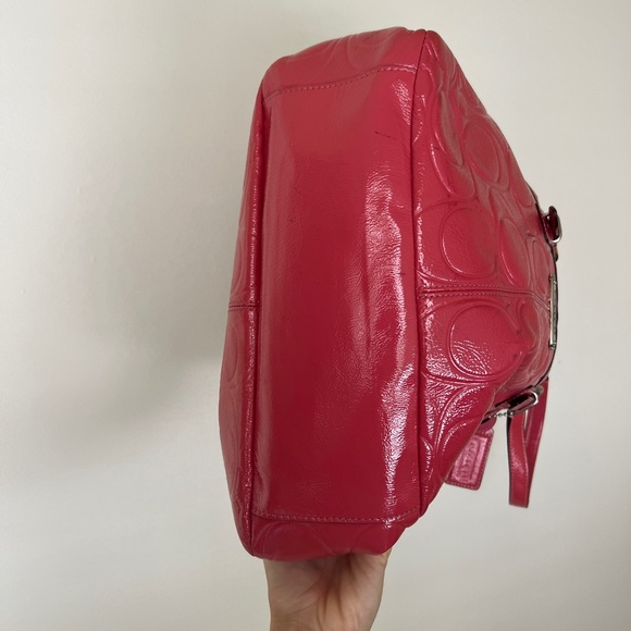 Coach Embossed Leather Gallery Tote Dark Rose Pink - Picture 4 of 5